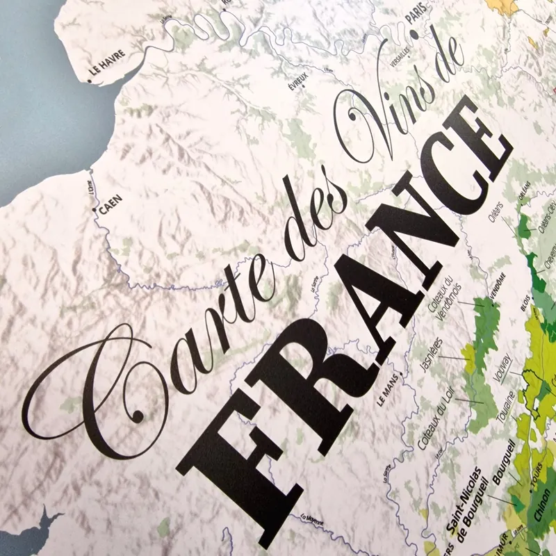 Gros plan sur le titre « Carte des Vins de France »